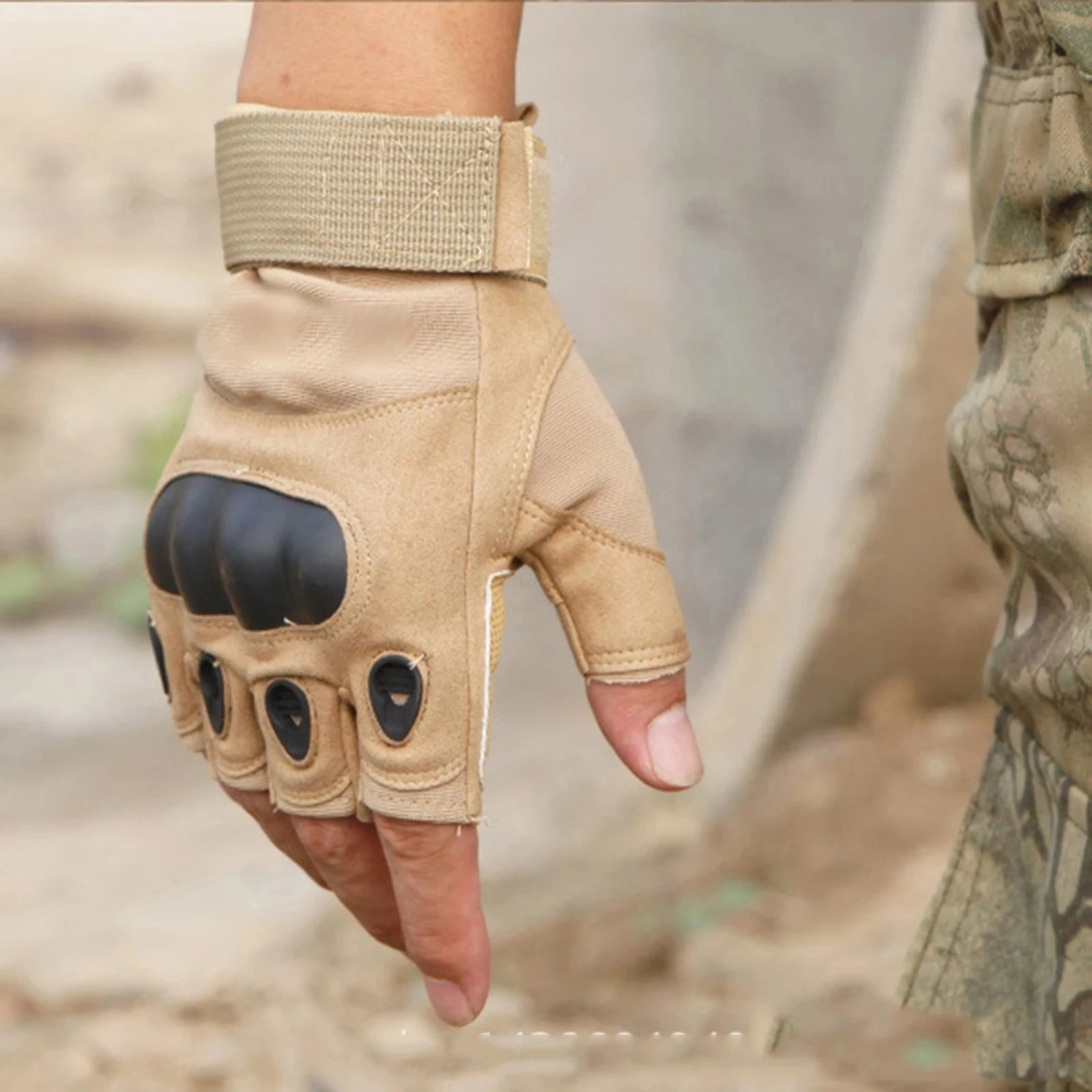 Guantes medio dedo tácticos para hombre – Resistentes exterior - imagen 4