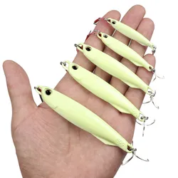 Cucharas señuelo iluminadas de metal para pesca deportiva con gancho
