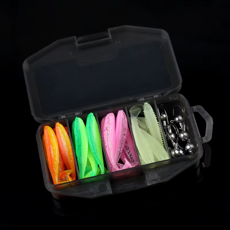 Set Señuelos Silicona con Jig Head Metal – Cebo Pesca Agua Dulce - imagen 3