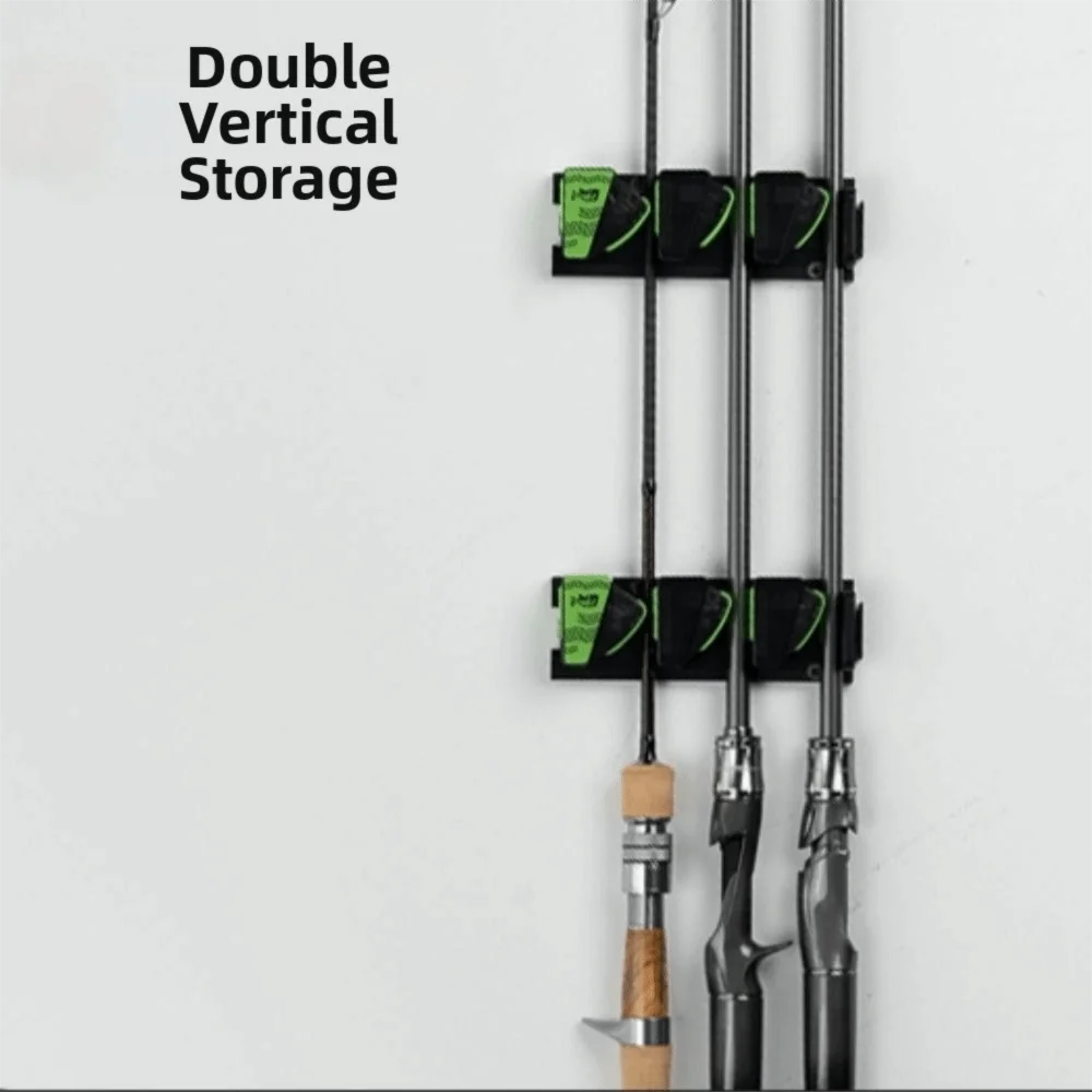 Soporte de pared para cañas de pescar de plástico resistente Negro/Verde - imagen 4
