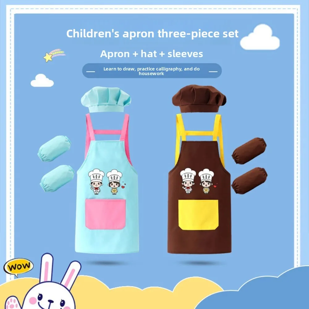 Delantal infantil impermeable con gorro de chef y mangas para pintar - imagen 4