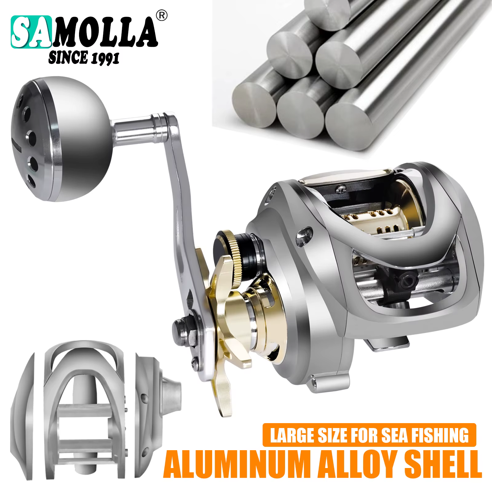 SAMOLLA Carrete Baitcasting - Agua salada