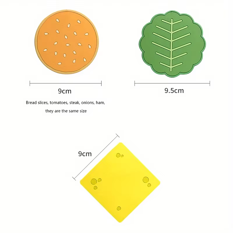 Posavasos silicona hamburguesa – Juego antideslizante para tazas - imagen 2