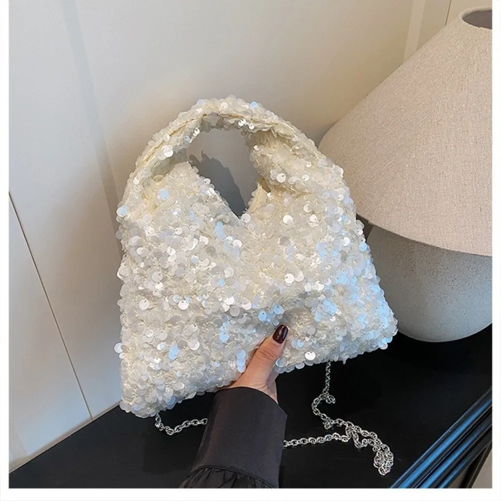 Bolso de noche glamuroso brillante con lentejuelas y bandolera mujer