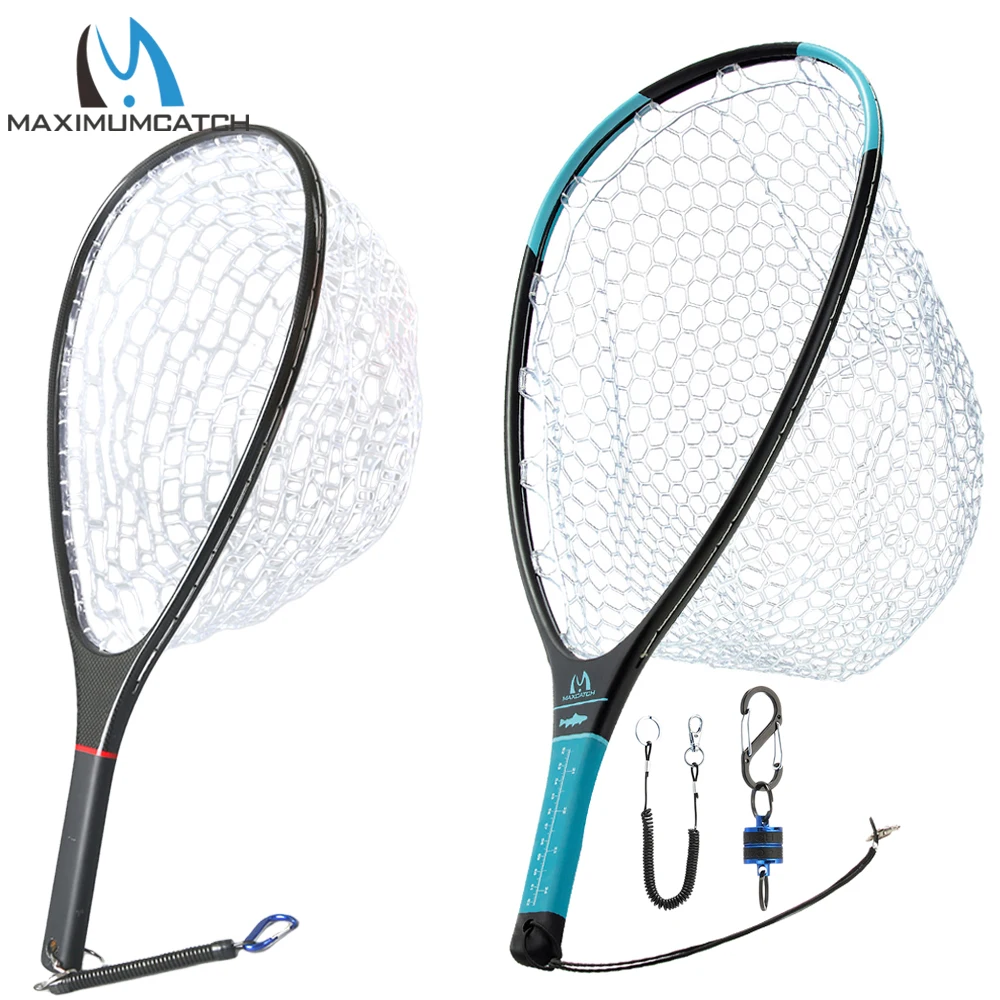 Red de Pesca MAXCATCH carbono con malla de goma y mango ligero
