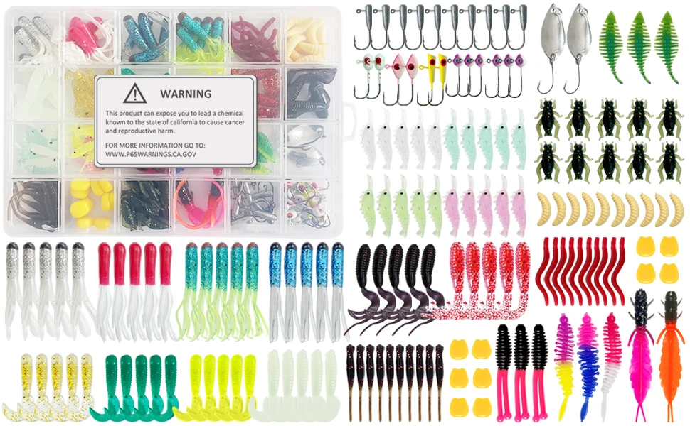 Kit de señuelos blandos y accesorios en caja