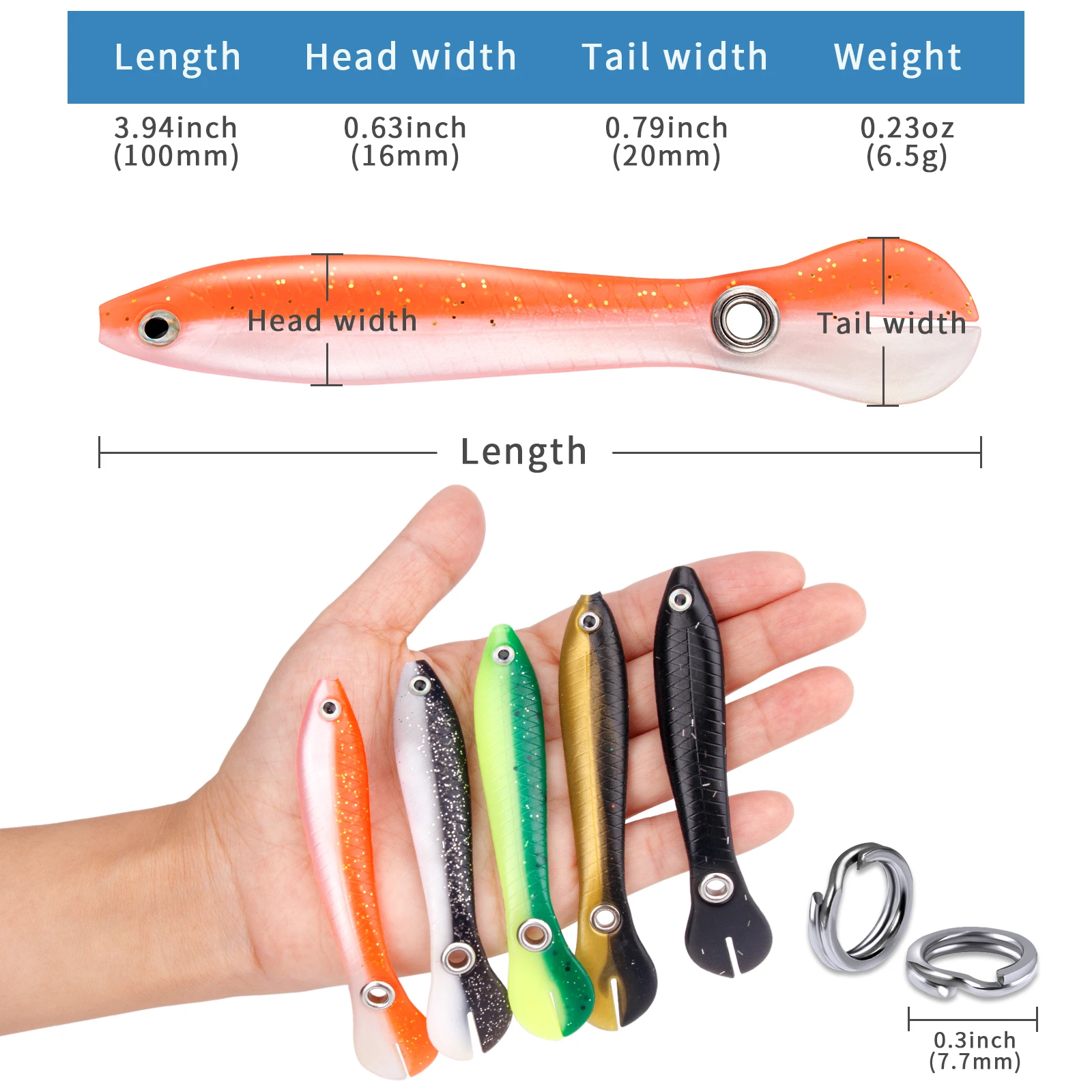 Señuelos de vinilo para lubina 100 mm – Natación biónica 6.5 g - imagen 3