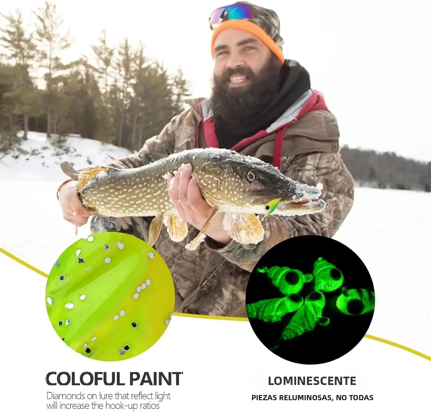 Cabezales de plantilla para pesca en hielo hundidores multicolor - imagen 3