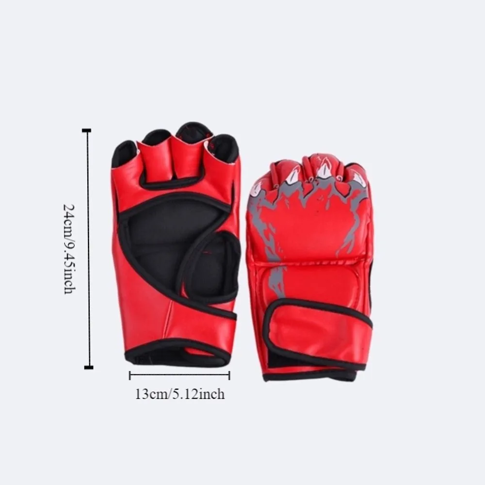 Guantes de boxeo profesionales con acolchado grueso, medio dedo, diseño de entrenamiento