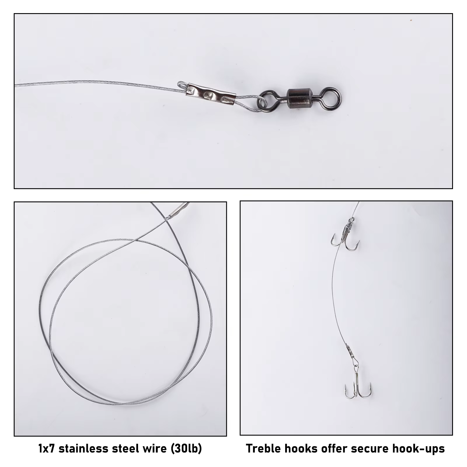 Flotadores para Lucio con alambre acero inoxidable y anzuelos triples - imagen 2