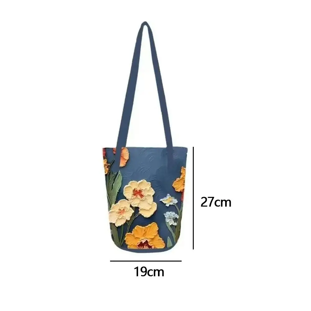 Bolso tipo cubo floral de lona, bandolera gran capacidad para mujer - imagen 5