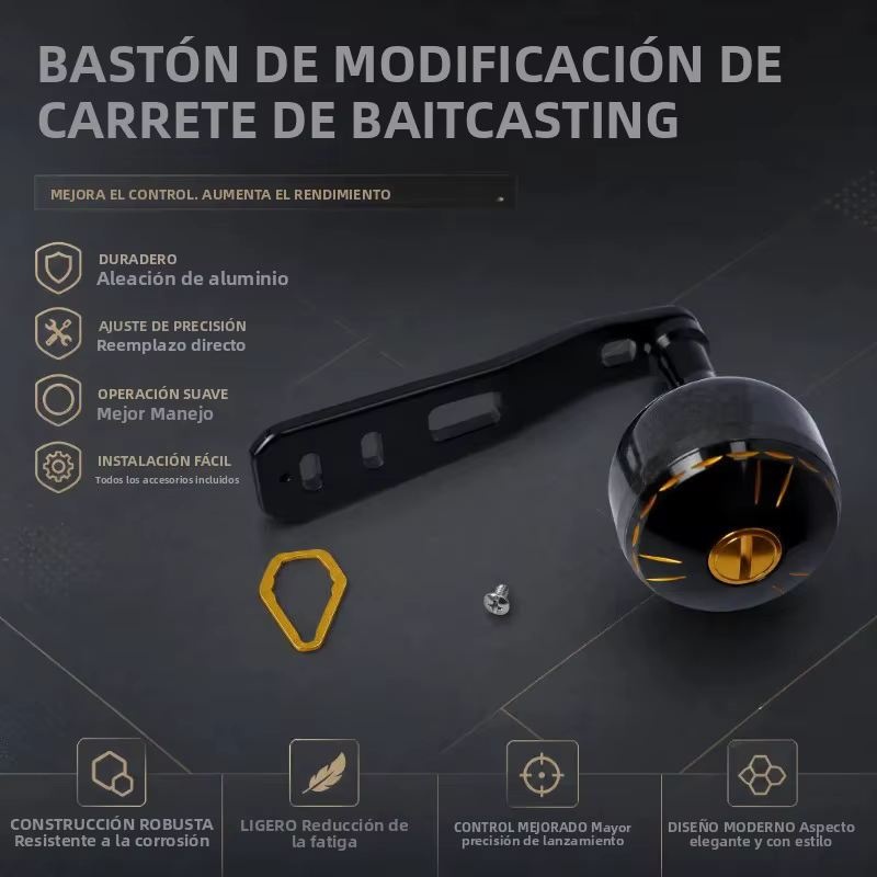 Manivela de repuesto para carrete baitcasting con pomo de carbono - imagen 4