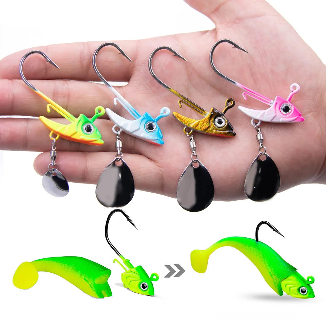 Anzuelo FishTrip Swimbait triangular para vinilo lubina - imagen 4