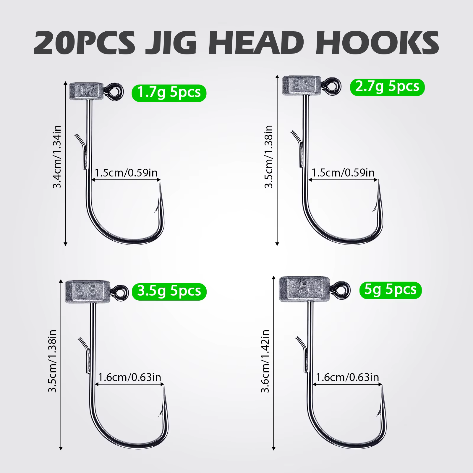 Goture Anzuelos Jig Head con soporte para señuelos – lubina y carpa - imagen 2