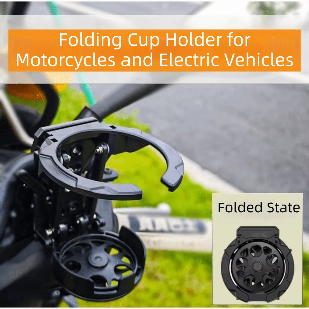 Soporte Portavasos Plegable para Moto – Antivibración y Rotación 360° - imagen 3