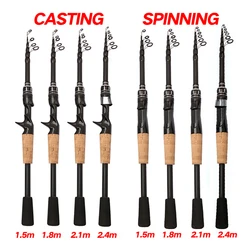 Caña Telescópica Carbono Baitcasting 8-25g Mango Madera