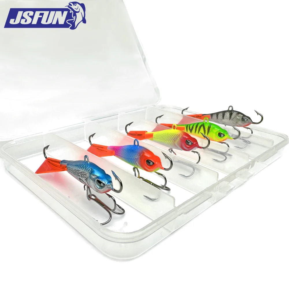 Señuelos pesca hielo realistas 5 colores caja almacenaje