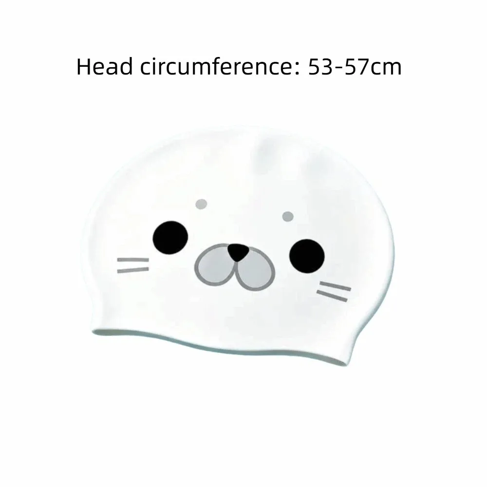 Gorro de natación de silicona blanca con estampado de animales
