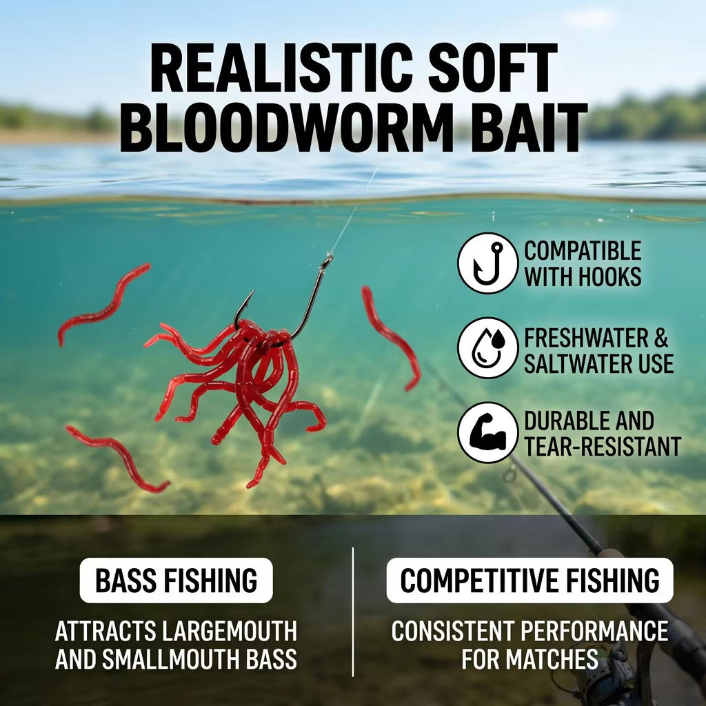 Señuelo Vinilo Lombriz Roja – Alta Elasticidad para Pesca en Agua Dulce - imagen 4
