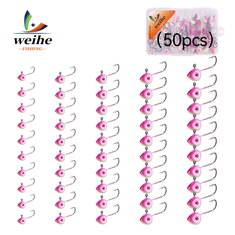 Mini fish head jig set con anzuelo individual