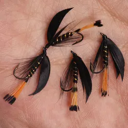 Mosca húmeda Mayfly con ala de pato negra y cola de faisán para trucha