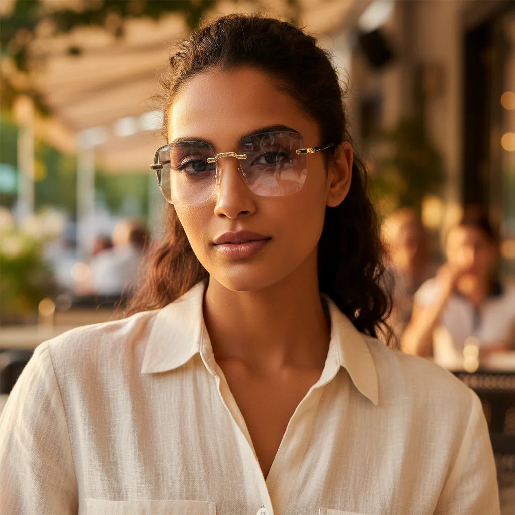 Gafas de sol sin montura cuadradas rojas de lujo con protección UV - imagen 5
