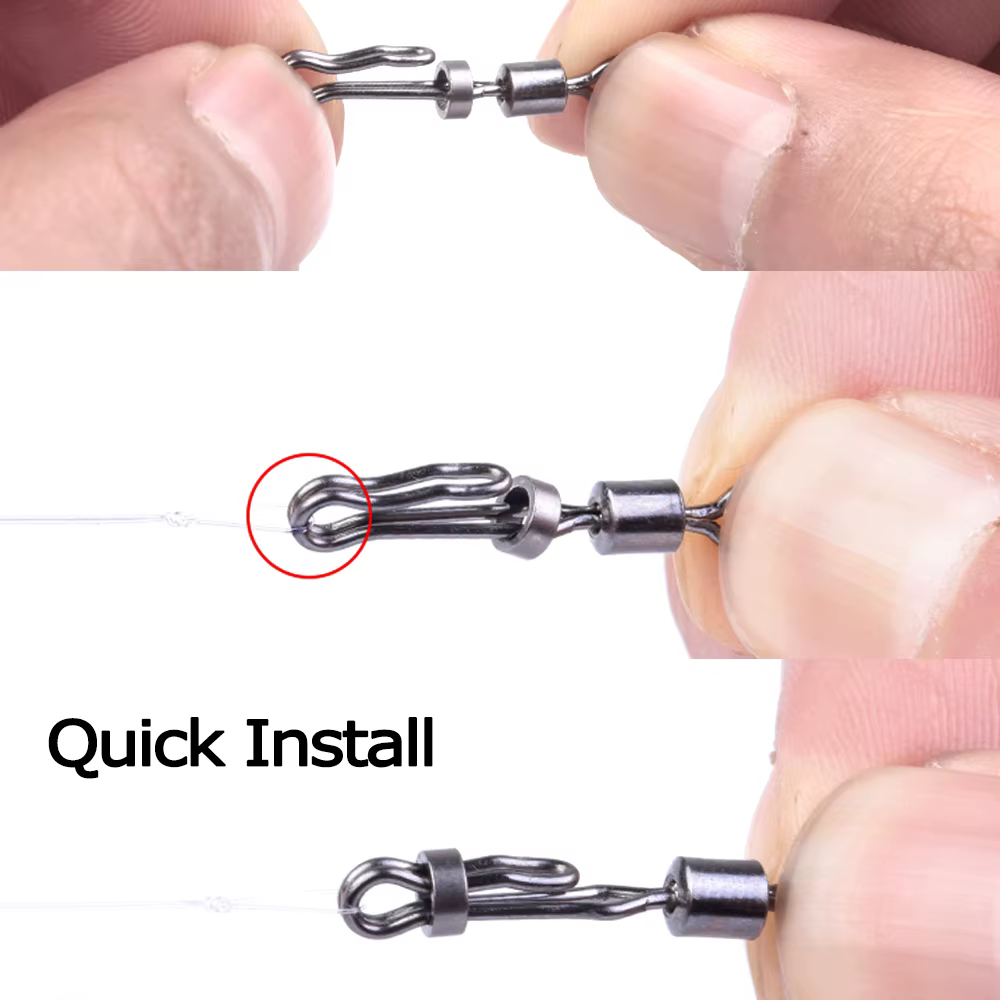 Anzuelo giratorio carpa con conector rápido y anillos de latón sólido - imagen 4
