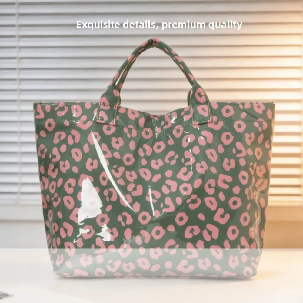 Bolso de pesca PVC impermeable mujer con asa grande estampado leopardo - imagen 4