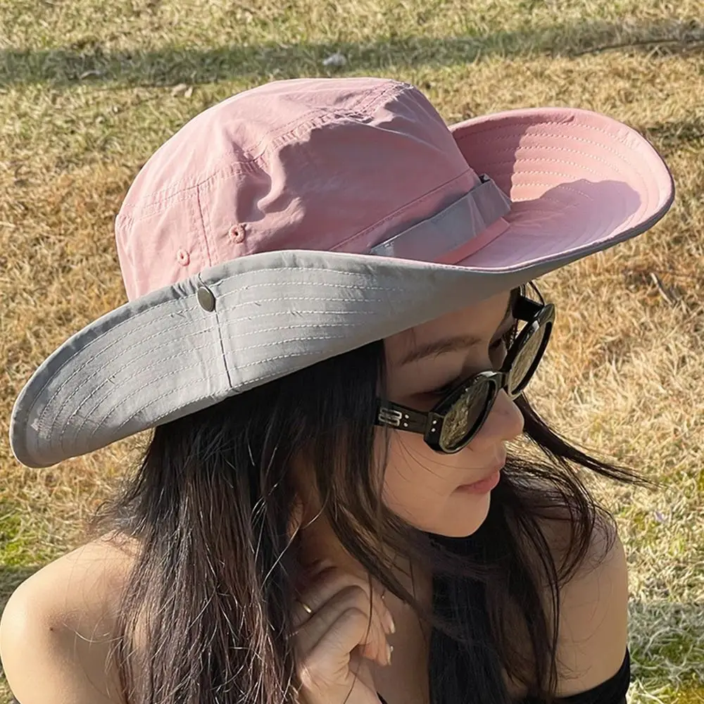 Gorra de montaña de secado rápido de ala ancha con colores