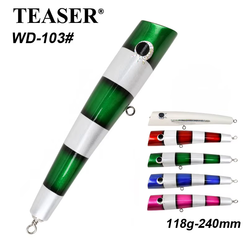 Teaser WD103 – Popper flotante de madera para pesca de superficie - imagen 2