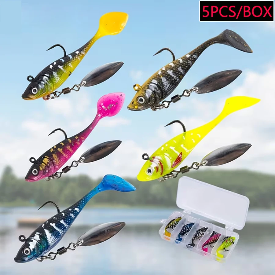 Swimbait T-Tail con spinner blade para lucio y trucha