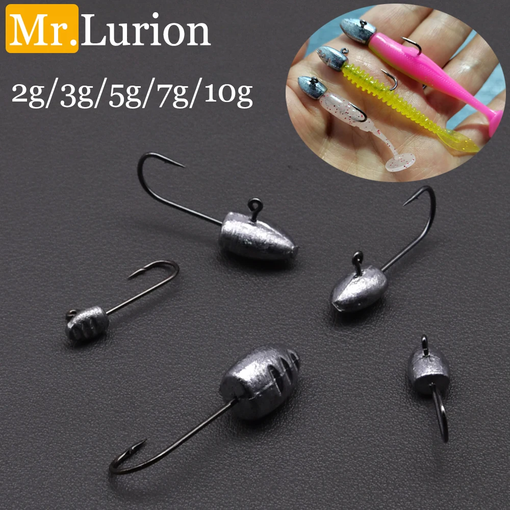 MrLurion Anzuelos Jig Head mini para vinilo larva – púas finas