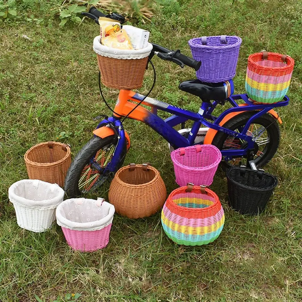 Cesta de bici de mimbre infantil con correa y funda de transporte - imagen 2