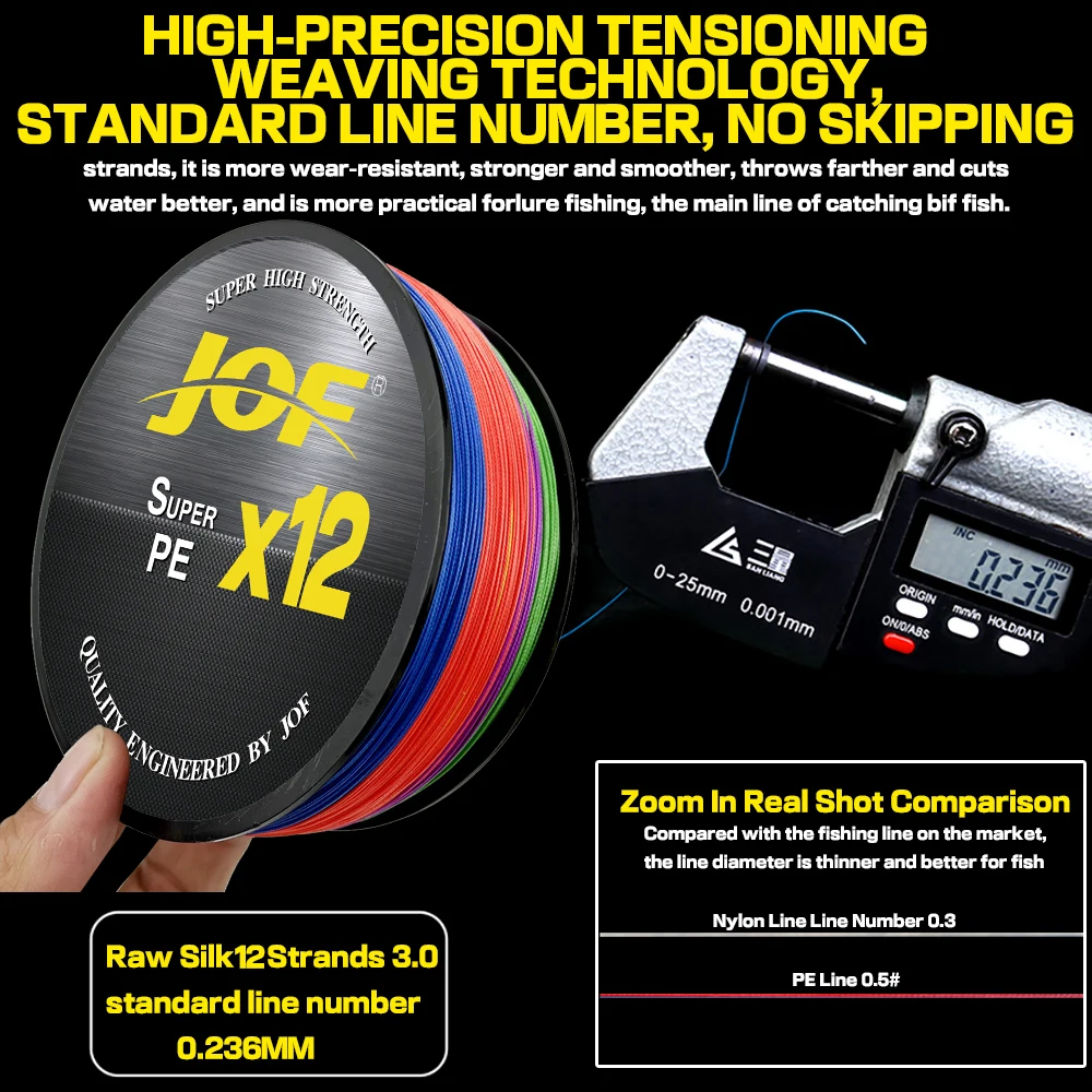 JOF X12 Sedal Trenzado PE – Alta resistencia para pesca deportiva - imagen 4