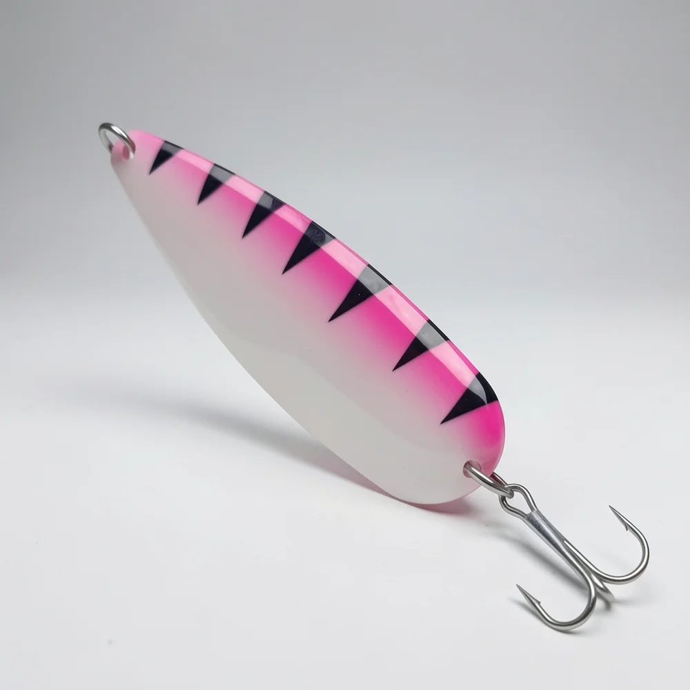 Cuchara de pesca con anzuelo triple inox y patrón colorido para lubina - imagen 2