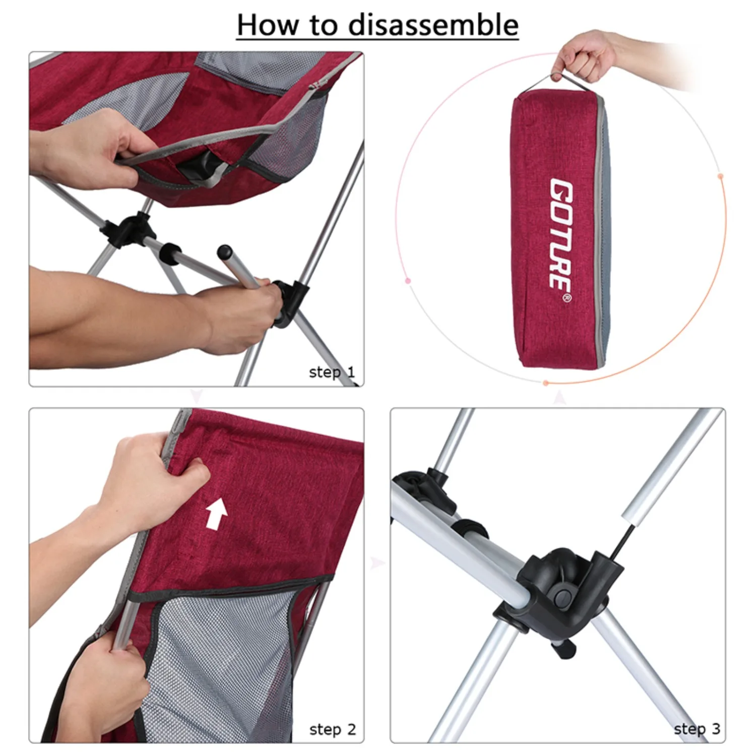 Goture Silla de pesca plegable ultraligera respaldo alto con cojín - imagen 3