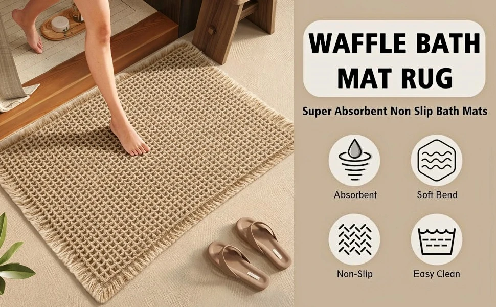 Alfombra de baño tipo waffle de secado rápido
