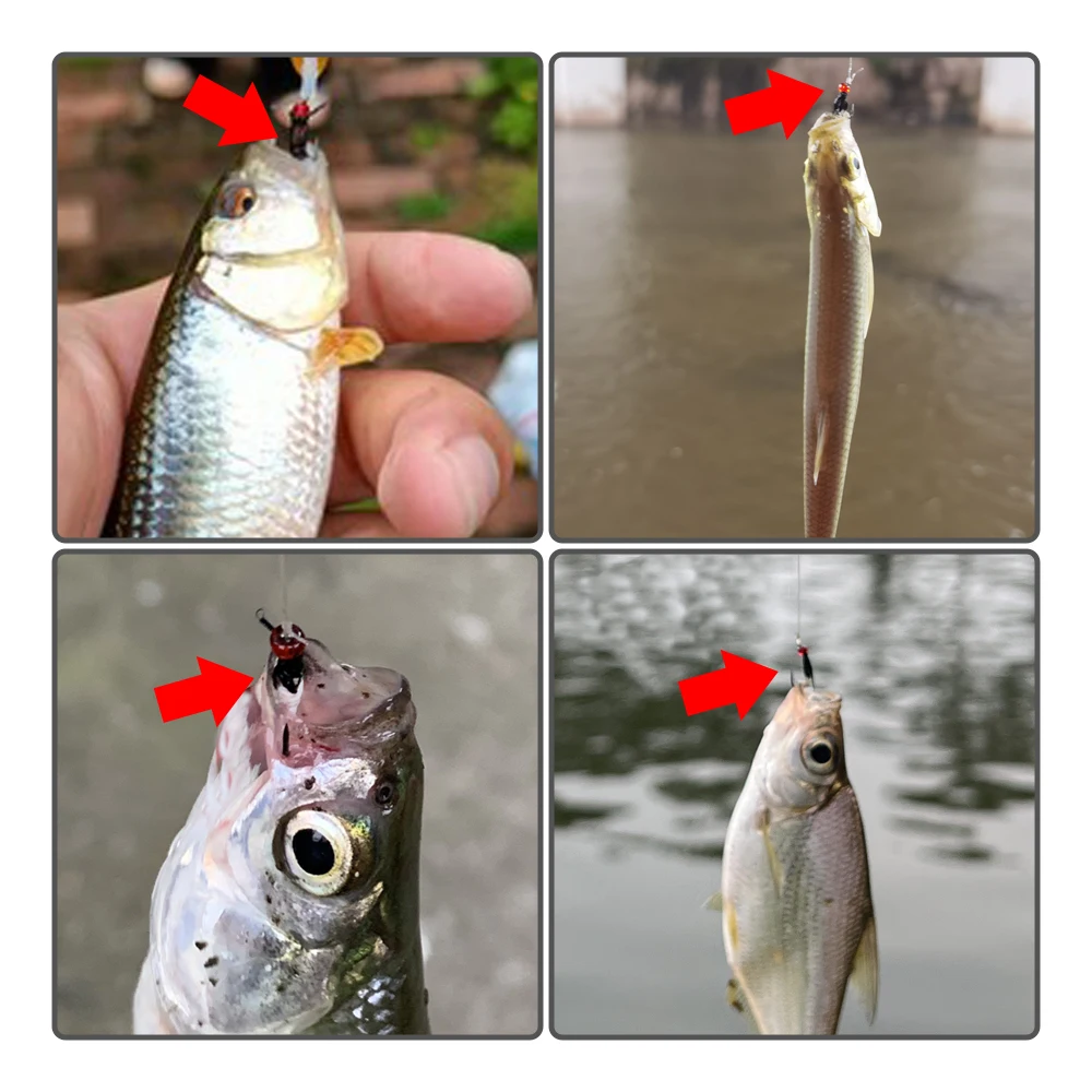Anzuelos triples para pesca con mosca - Plumas de trucha
