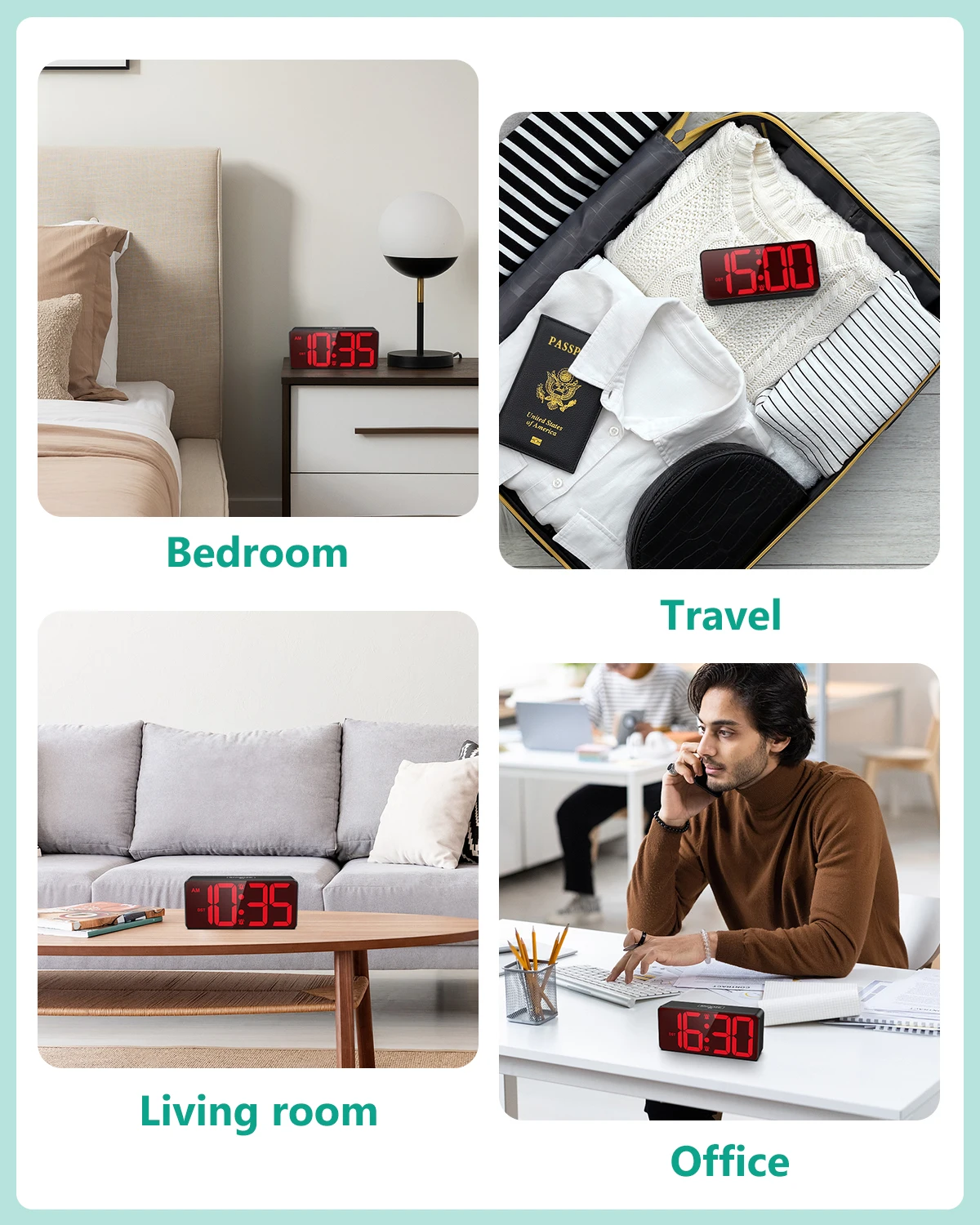 Reloj despertador Digital ORIA con pantalla LED