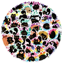 Pegatinas impermeables gato negro grafiti para móvil taza y equipaje
