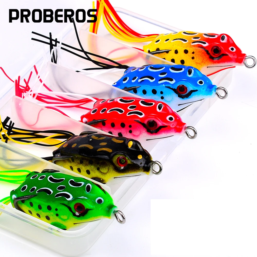Señuelo rana PROBEROS de plástico blando con anzuelos y ojos 3D - imagen 4