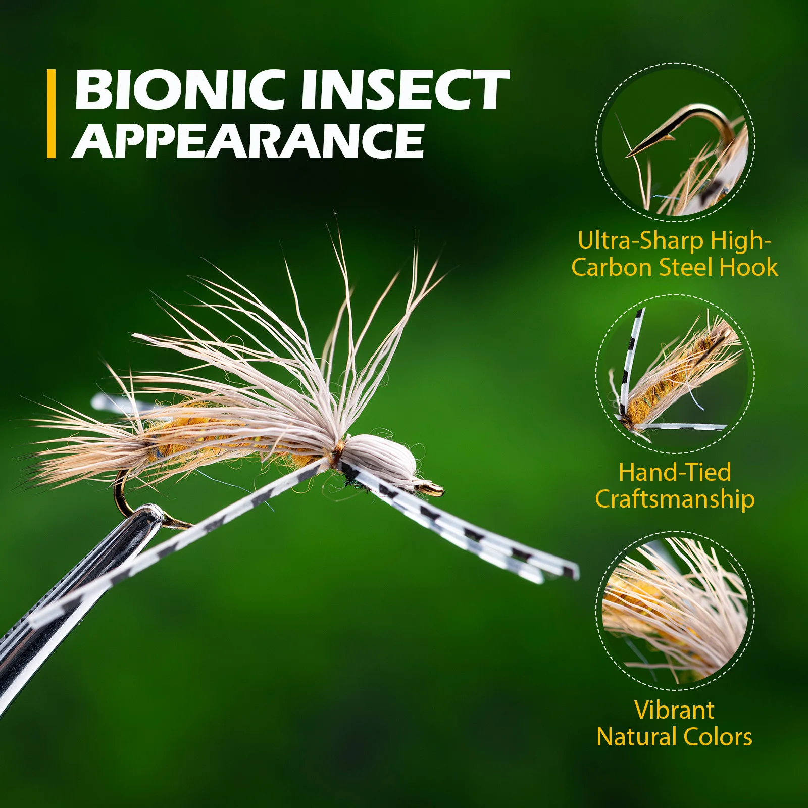 Goture Kit de moscas para pesca con mosca en caja de bambú atadas - imagen 5