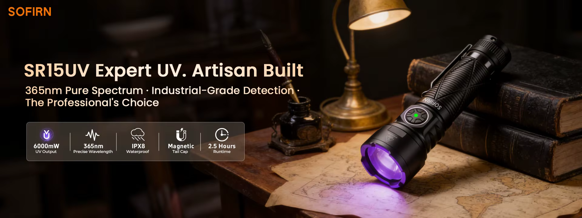 Linterna UV SOFIRN SR15 de 365 nm