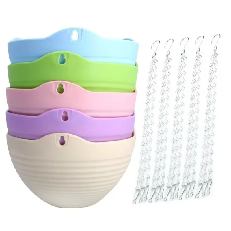 Maceta colgante de resina reforzada con cadena para flores y plantas - imagen 4