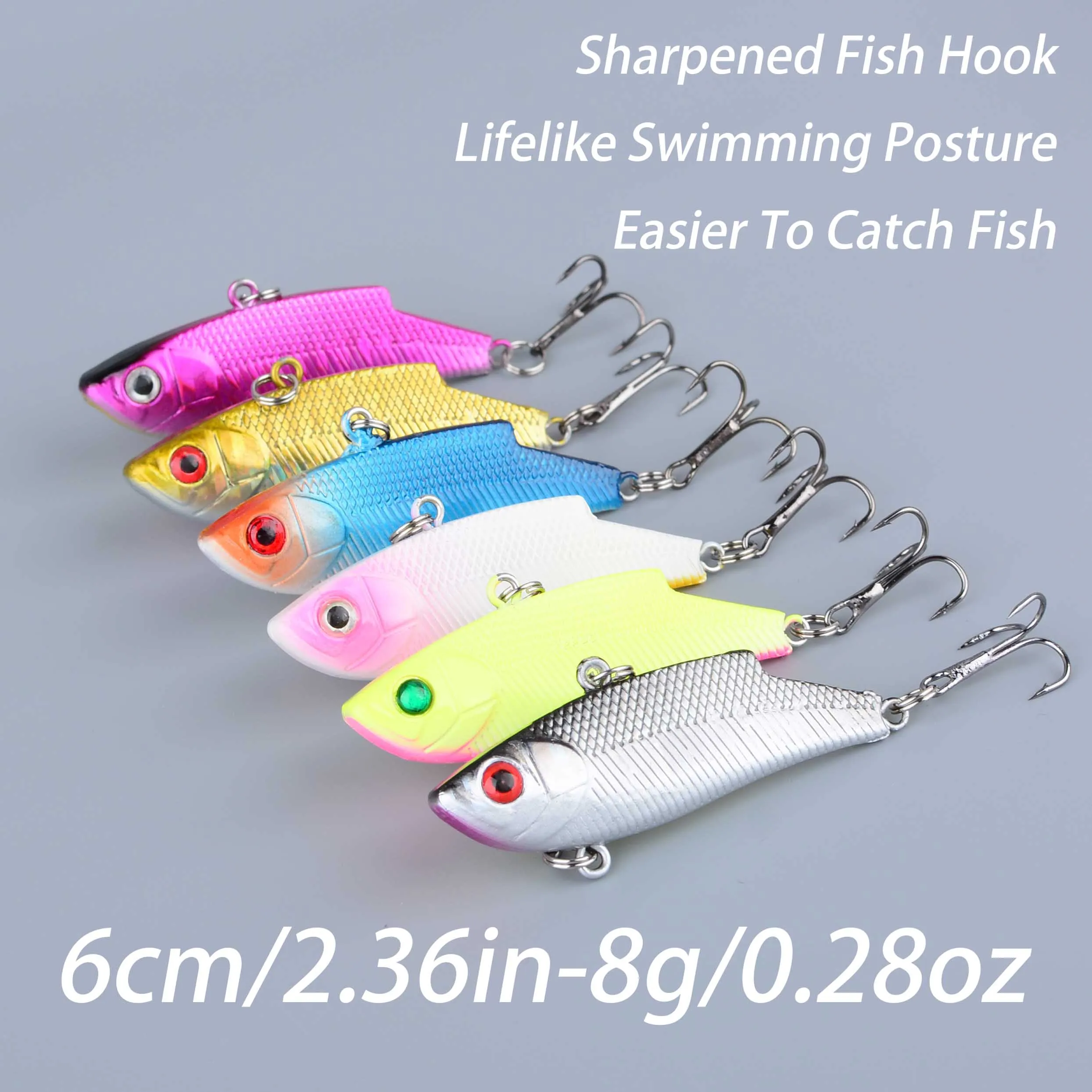Señuelo VIB tipo cuchara para invierno y salmón, wobbler duro - imagen 4