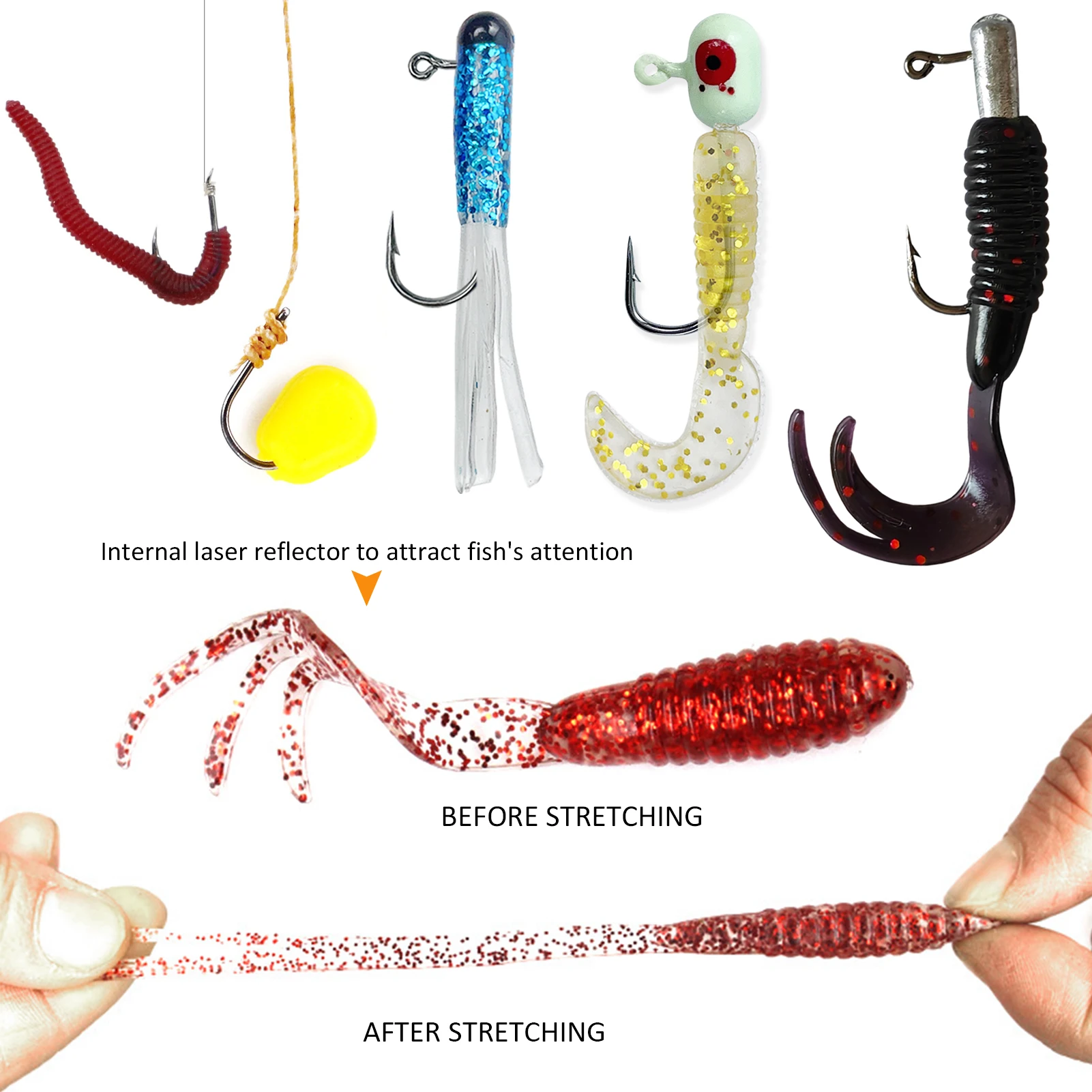 FREE FISHER kit de señuelos blandos con jig head, cucharas metálicas