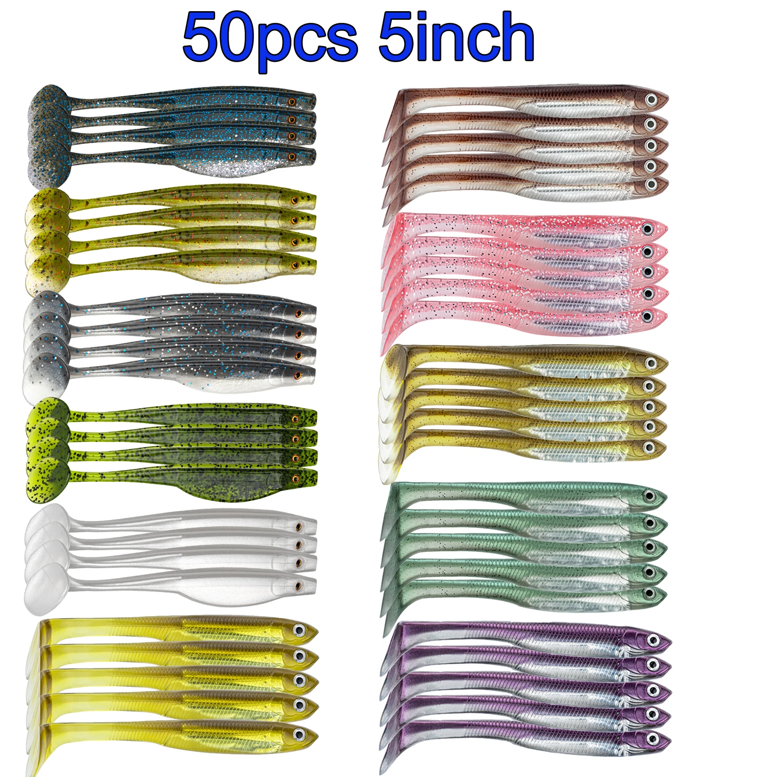 THKFISH Señuelos blandos swimbait ojos 3D cola T para lubina y lucio - imagen 3