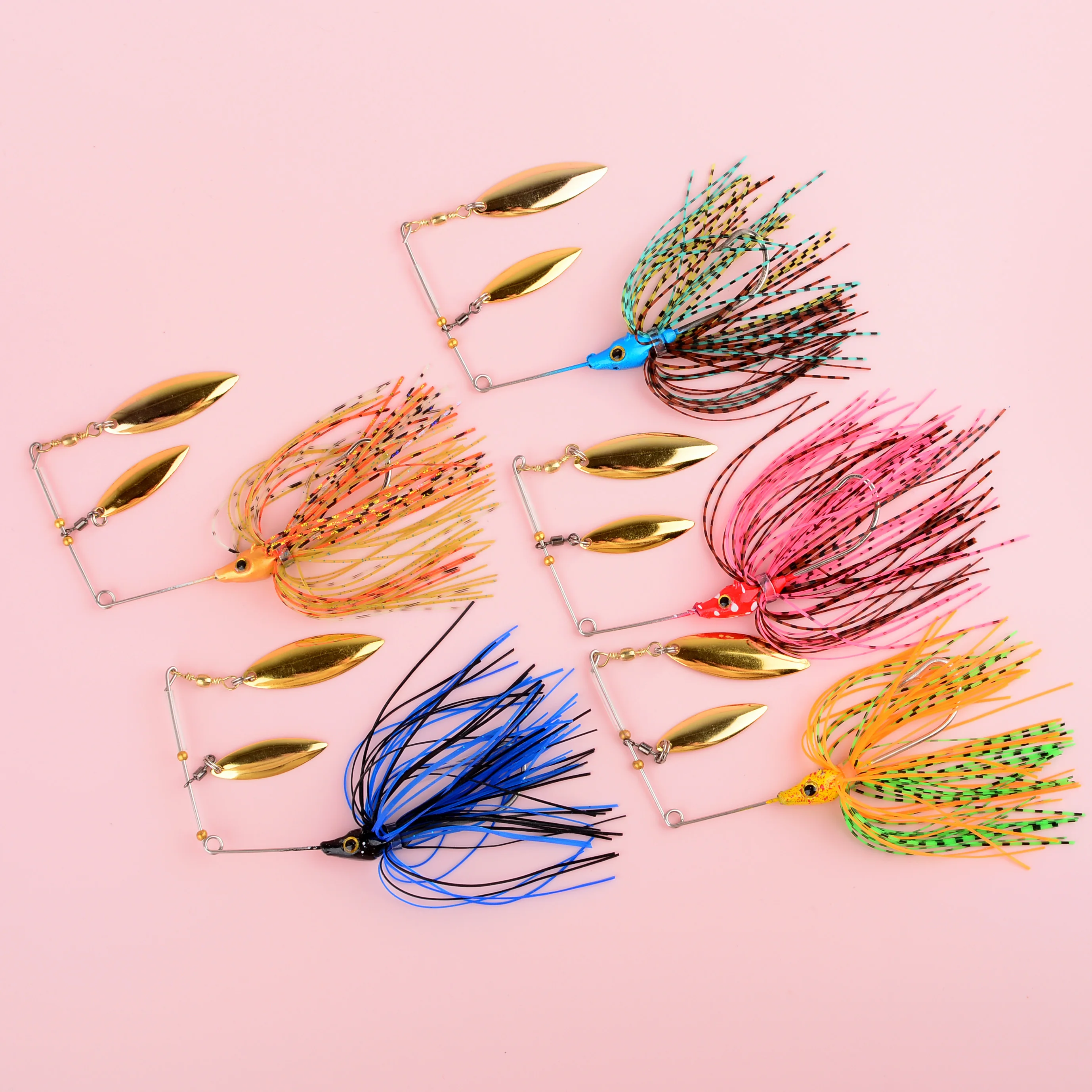 Spinnerbait para lucio con acabado metálico y lentejuelas