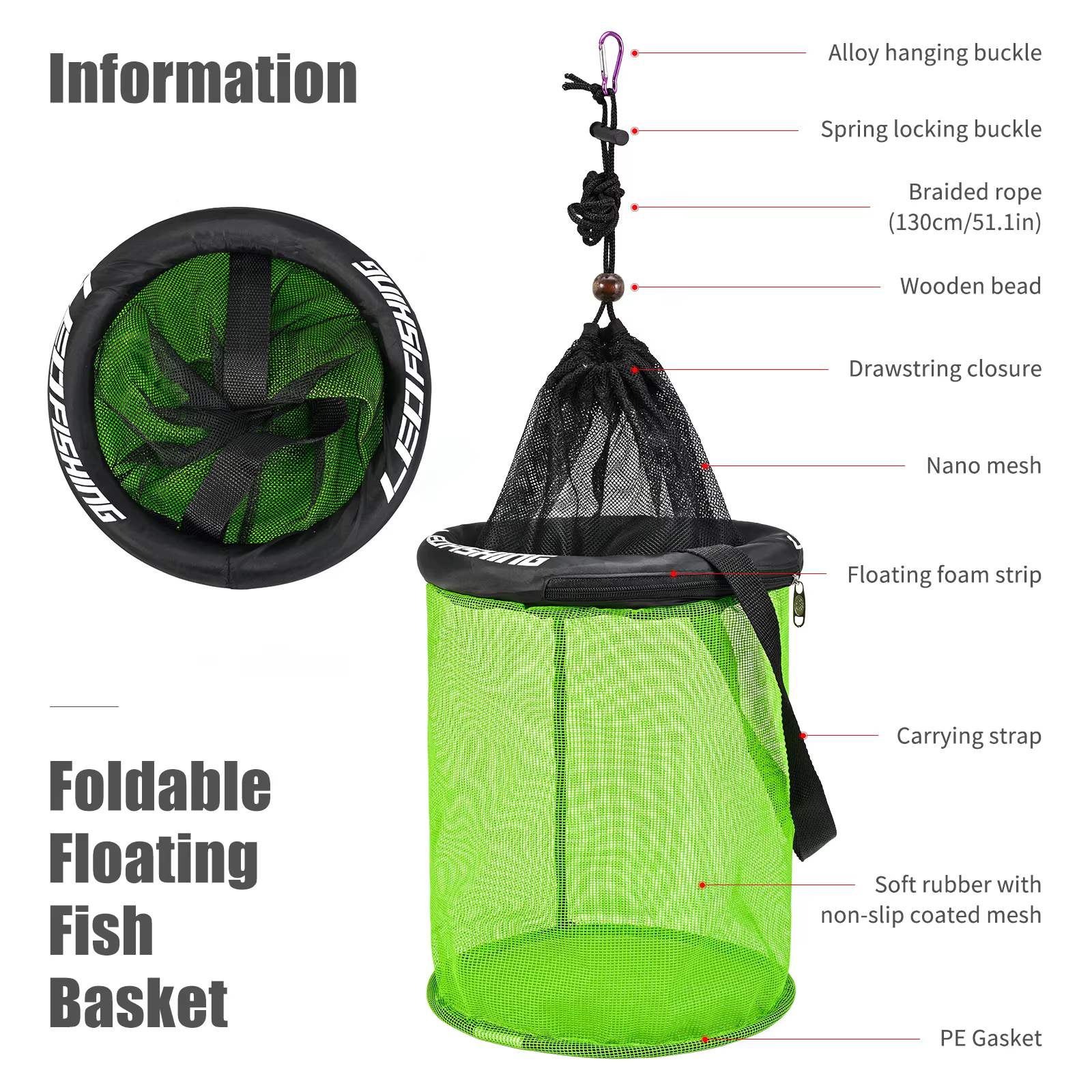 Red Landing Net Plegable Flotante - Contenedor para Peces Vivos - imagen 4