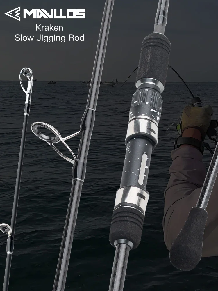 Detalle de la caña para jigging en agua salada